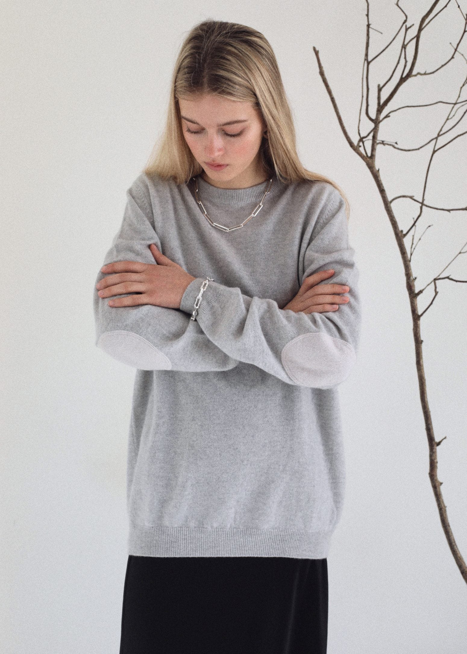 Pip Cashmere Sweater in Potash / Silver Salt
