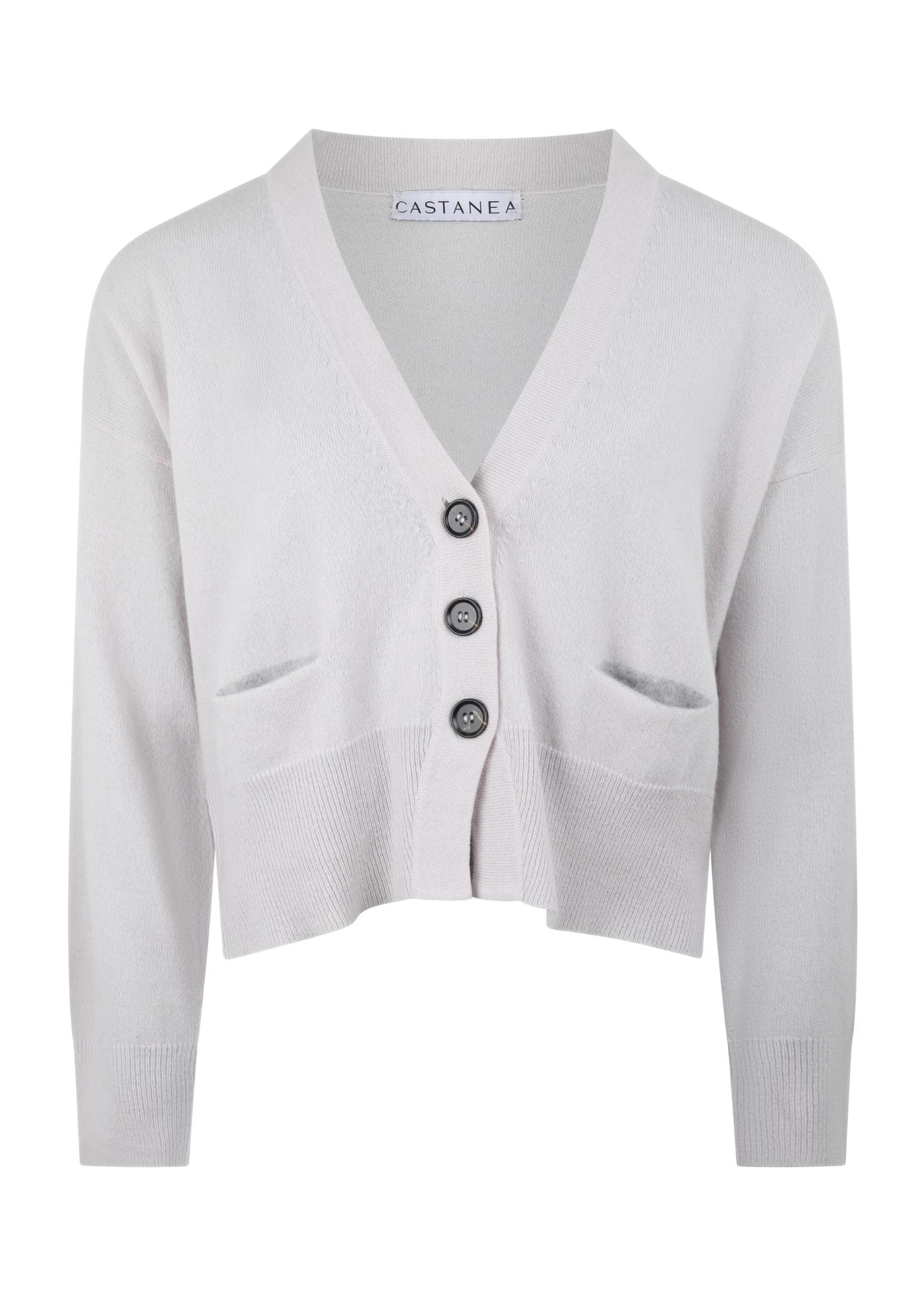 Achill Cashmere Cardigan in Silver Salt / Sanderling