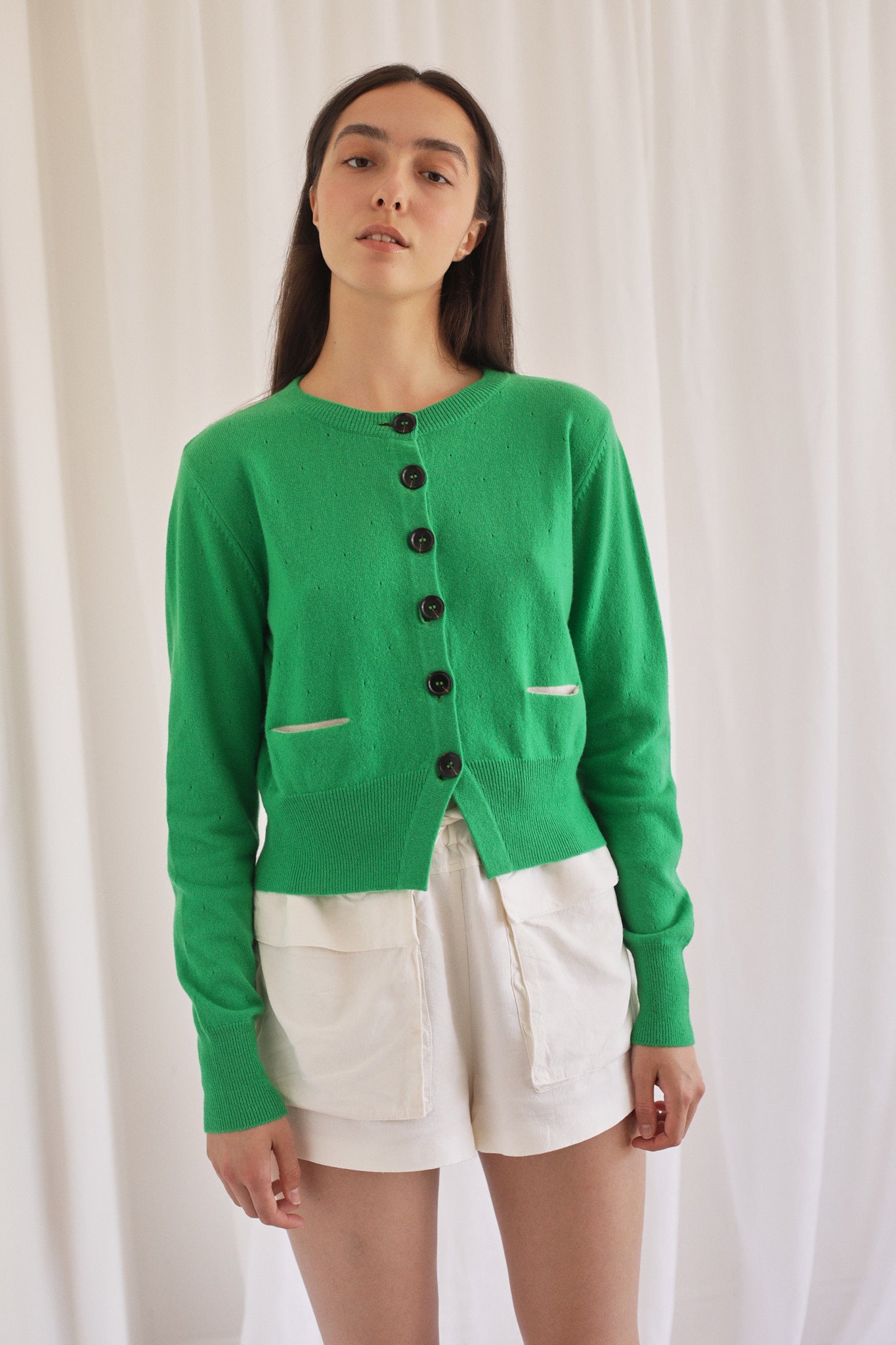 LILY | Cashmere Cardigan in Parrot