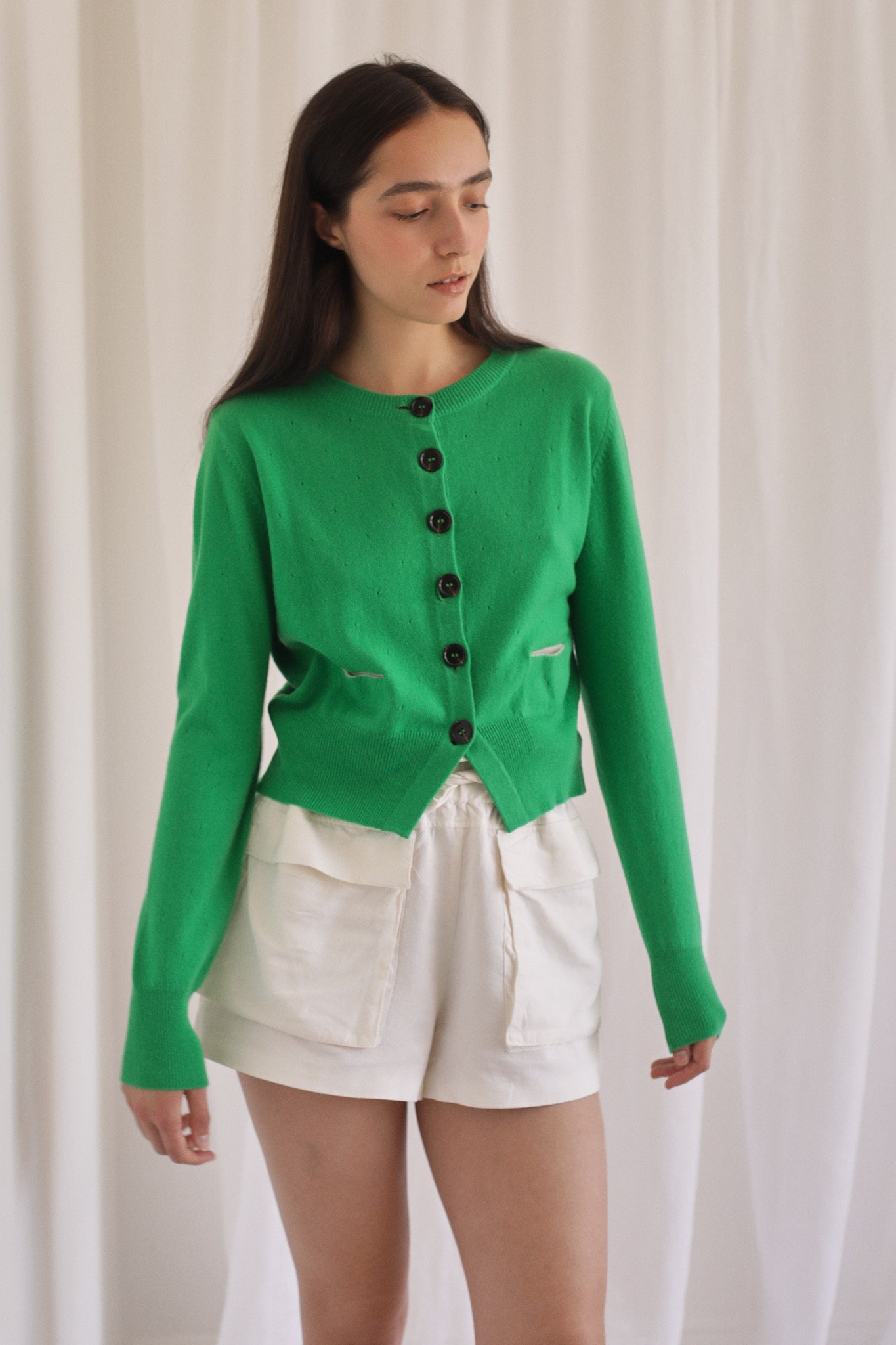 LILY | Cashmere Cardigan in Parrot