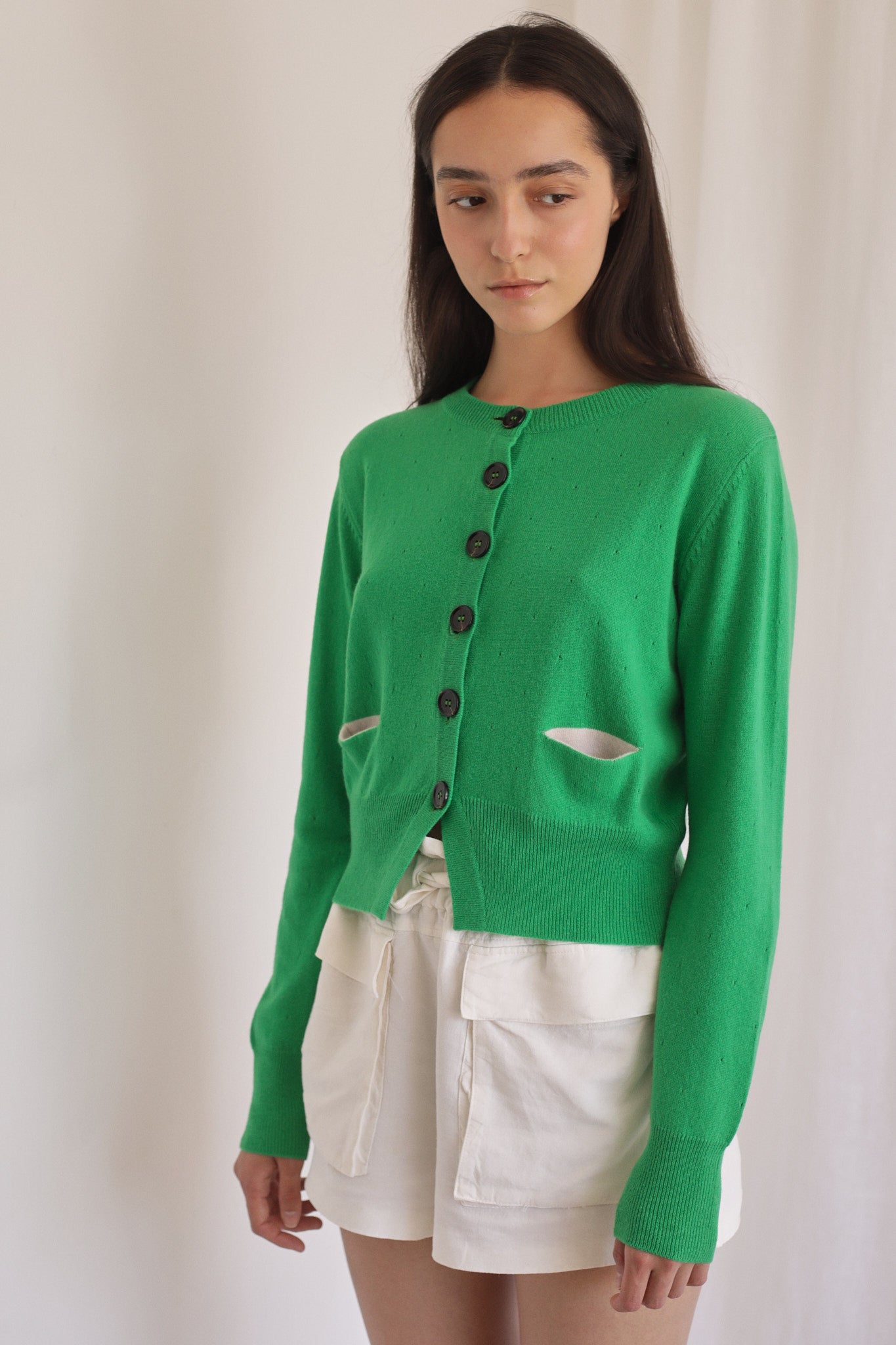 LILY | Cashmere Cardigan in Parrot