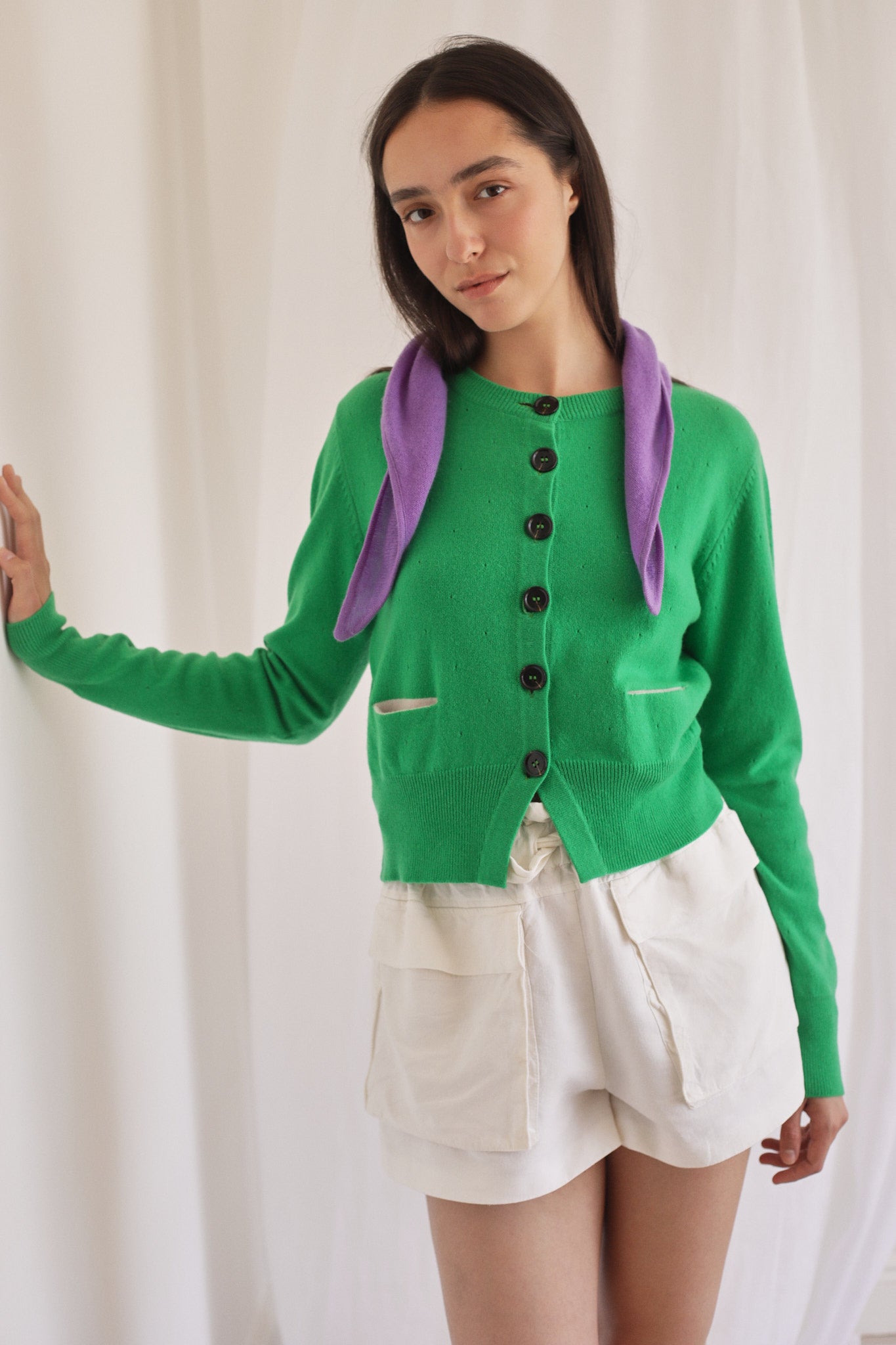 LILY | Cashmere Cardigan in Parrot