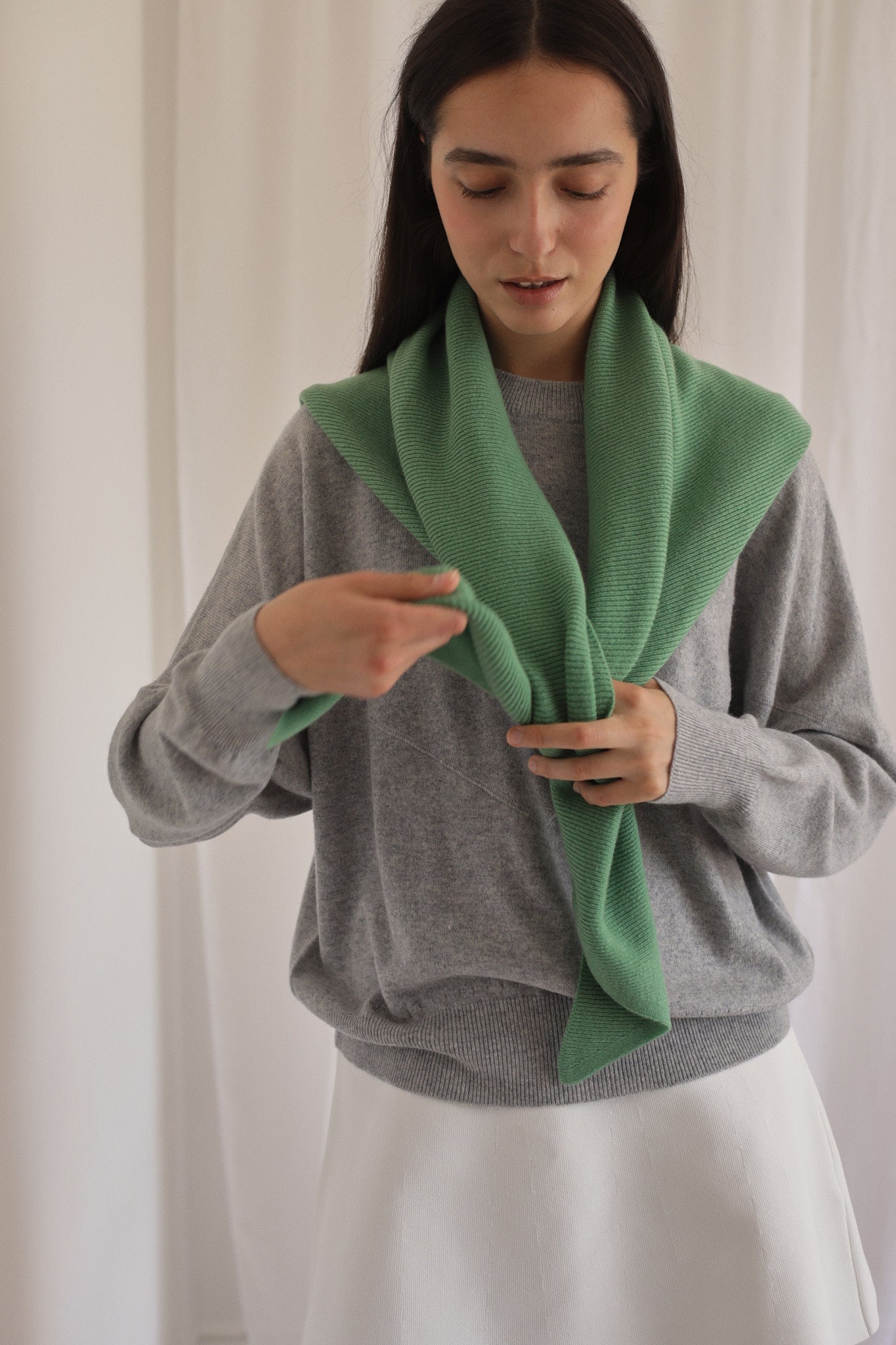 BRIDGE | Cashmere Triangle Scarf in Chai