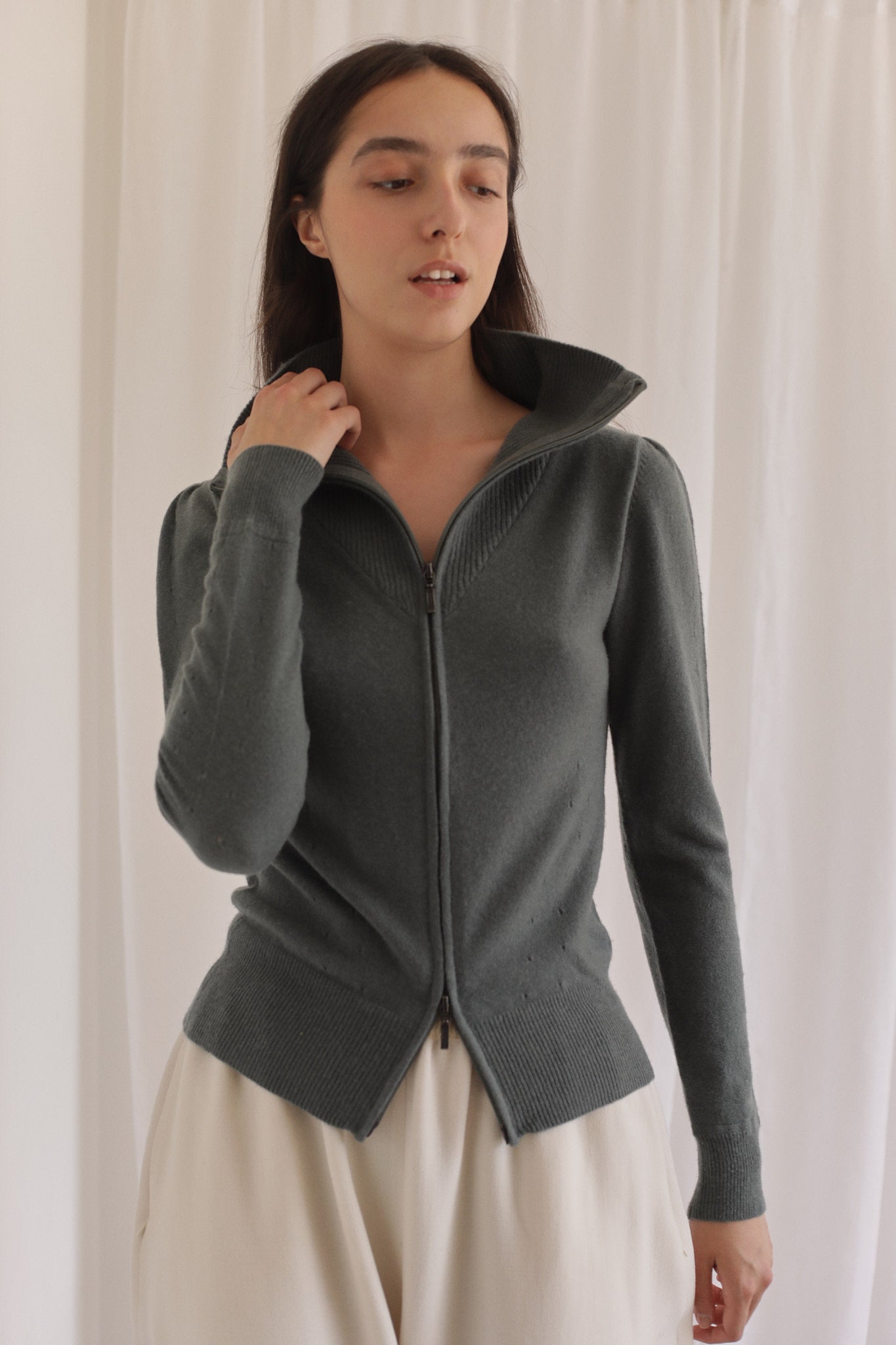 FIRA | Cashmere Zip Cardigan in Highland