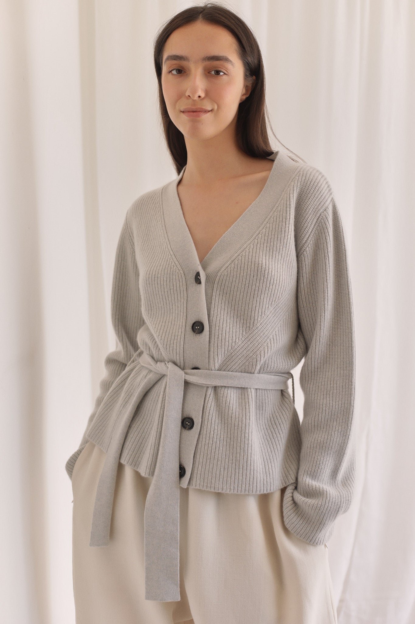 DAVE | Cashmere Cardigan in Hoary