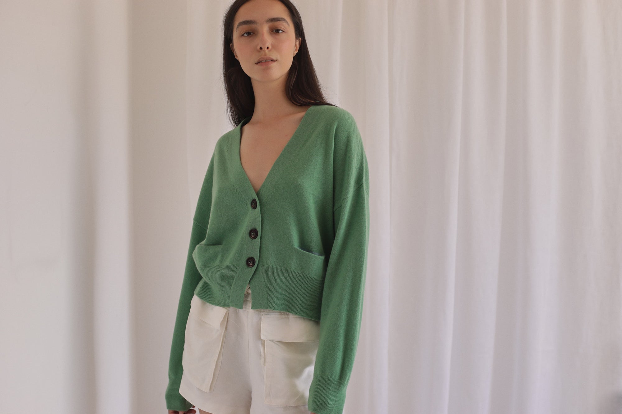 ACHILL | Cashmere Cardigan in Chai / Shearwater