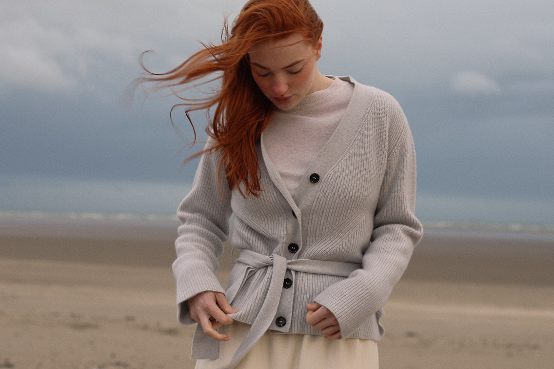 DAVE | Cashmere Cardigan in Hoary