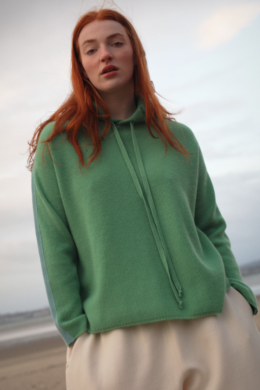 MARY | Cashmere Hoodie in Chai / Shearwater