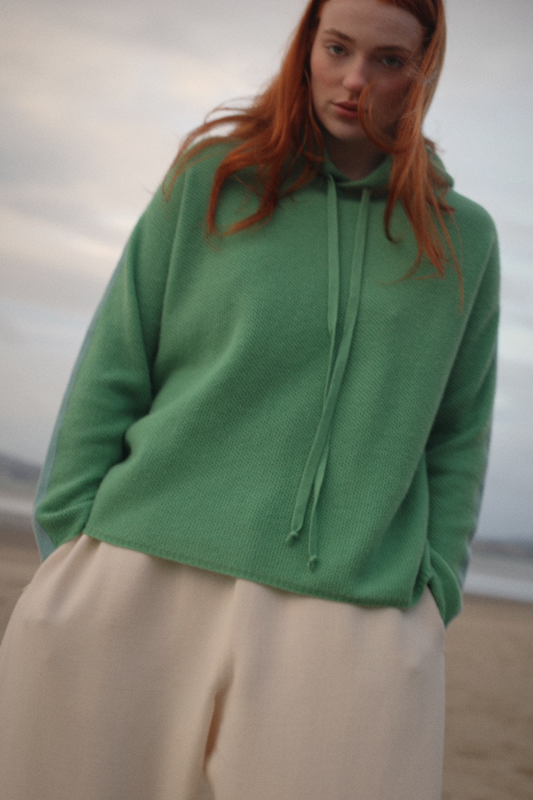 MARY | Cashmere Hoodie in Chai / Shearwater